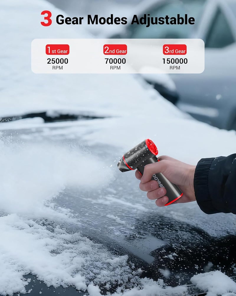 GOOLOO F3 Compressed Air Duster, 150000RPM Duster for Cleaning, 3-Gear Rechargeable Electric Air Blower with Fast Charging, Cordless Mini Blower for PC, Computer, Car, Keyboard, Outdoor - Image 3